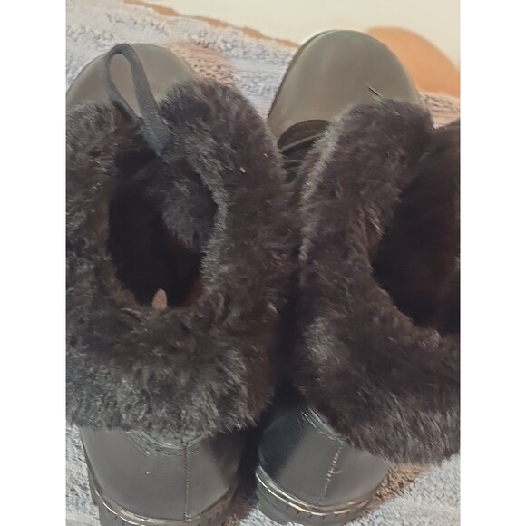 Baretraps Black Leather Faux Fur Combat Boots 9M - Picture 8 of 10